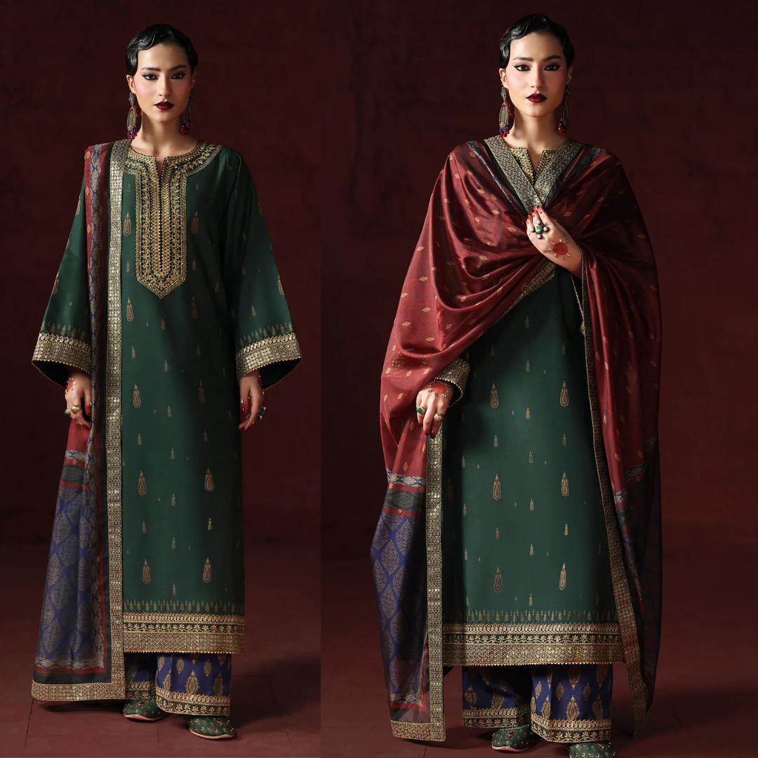 Humjoli - - Unstitched Luxury Lawn Heavy Embroidered 3PC Suit - VL1432
