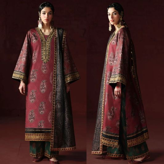 AsimJofa - Unstitched Luxury Lawn Heavy Embroidered 3PC Suit - VL1433