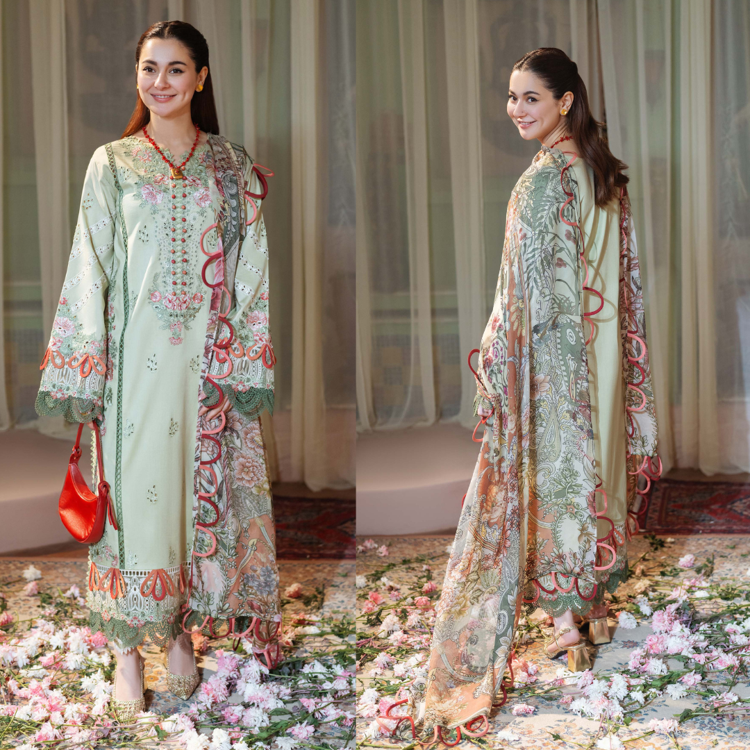 Jade - 3PC LAWN HEAVY CHIKENKARI EMBROIDERED SUIT - zab1437