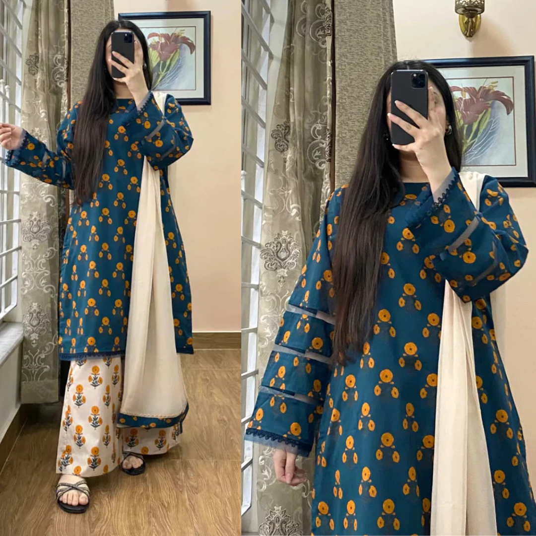 Khaadi - Summer 3PC Lawn Digital Print Dress - VL1443