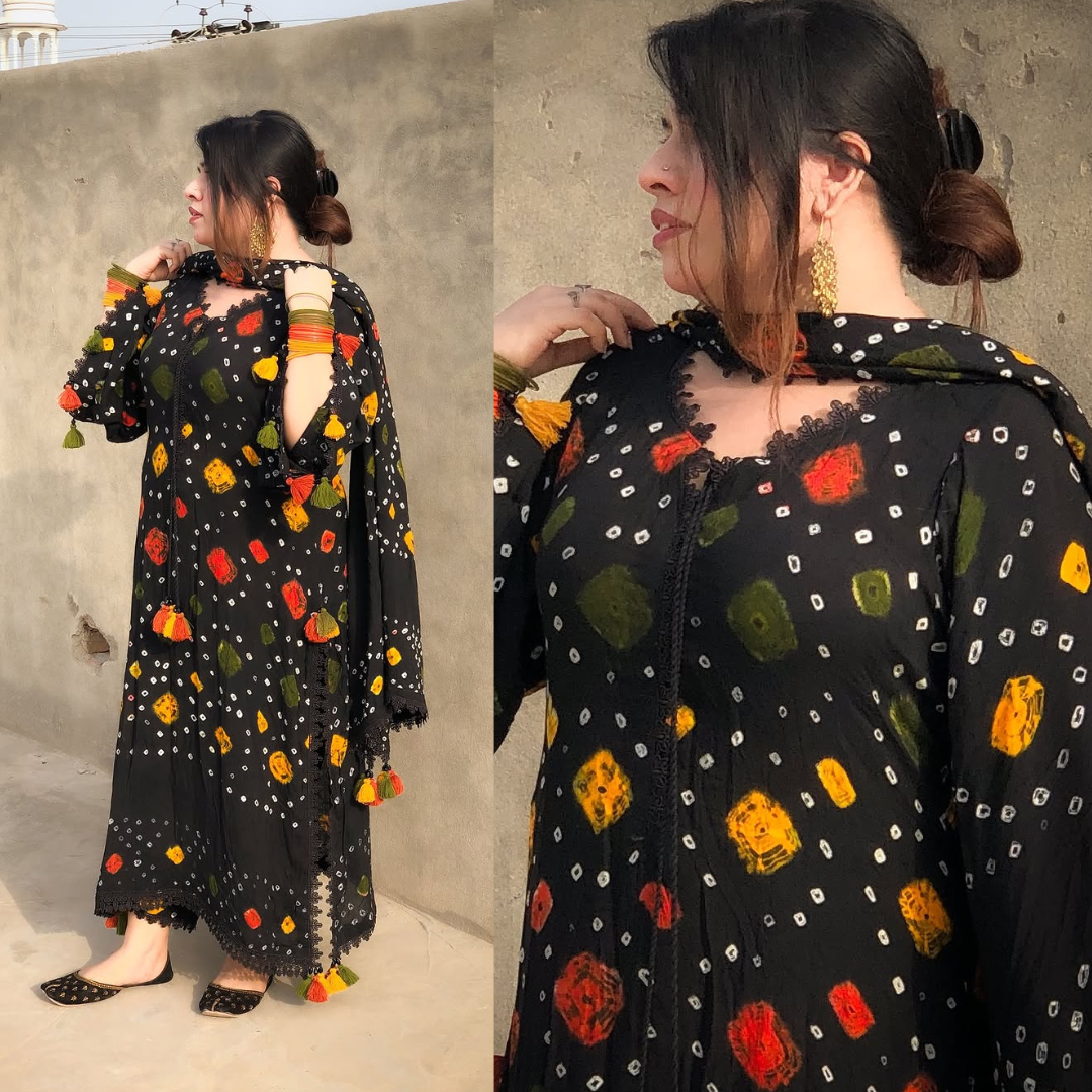 Black chunri - Summer 3PC Lawn Digital Printed Dress - VL1454