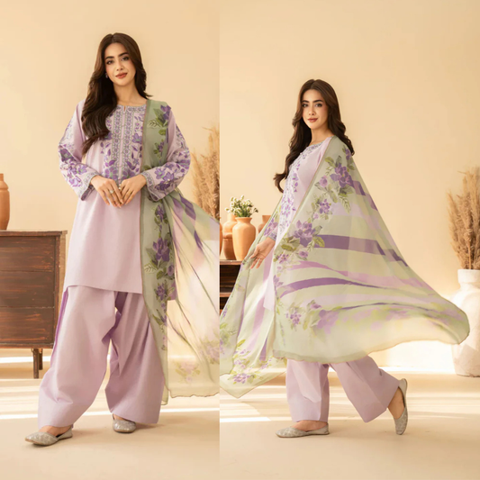 Baroque - Summer-3PC Lawn Embroidered Suit - VL1466