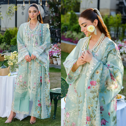 Elaf - Summer 3PC Lawn Chikenkari Embroidered Shirt - VL1467