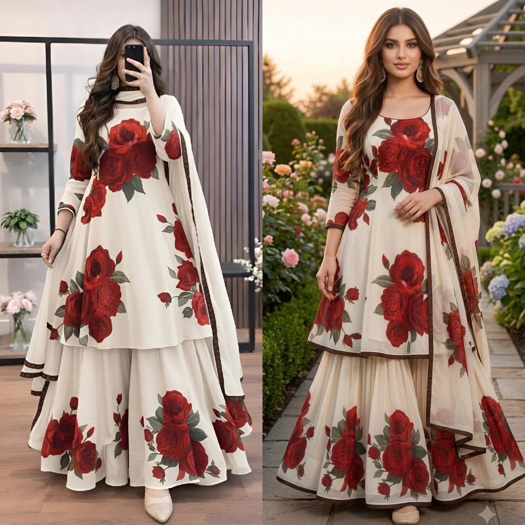 Veezal - 3 piece Lawn silk frock style Printed suit - VL1469
