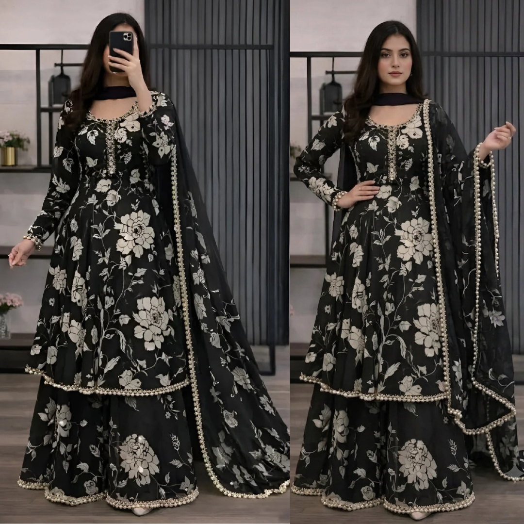 Veezal - 3 piece Lawn frock style Printed suit - VL1473