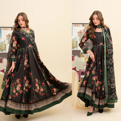 FAIZA SAQLAIN lawn Frock 3 PCS UNSTITCHED PRINTED SUIT - VL1475