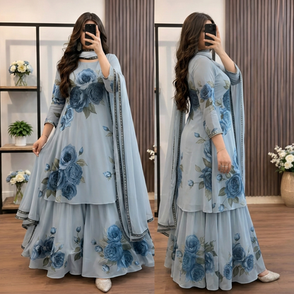 Veezal - 3 piece Lawn frock style Printed suit - VL1478