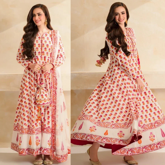 Sana Javed - 3 piece Lawn frock style Printed suit - VL1495