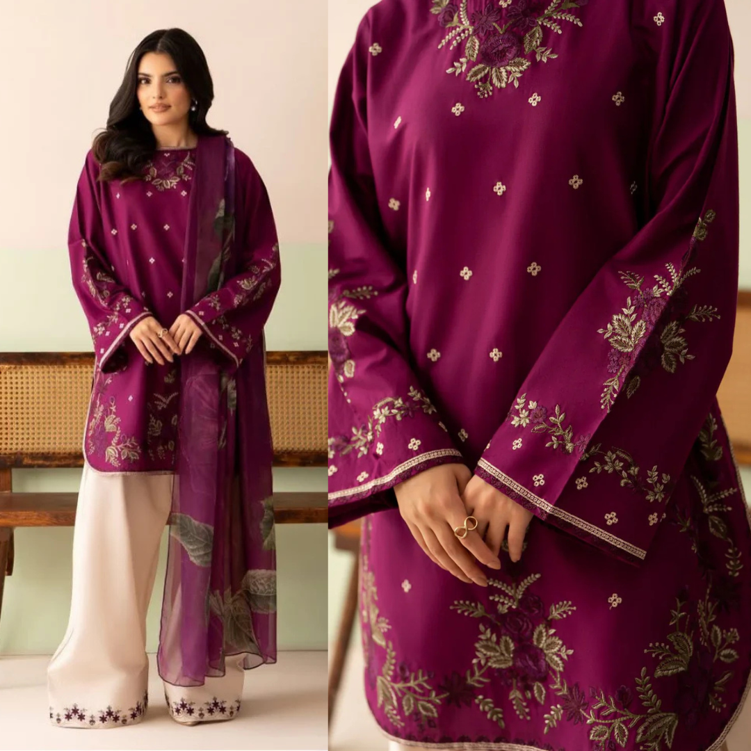 Baroque - Summer-3PC Lawn Embroidered Suit - VL1460