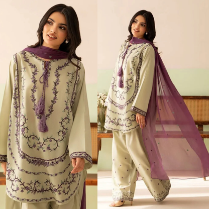 Baroque - Summer-3PC Lawn Embroidered Suit - VL1468