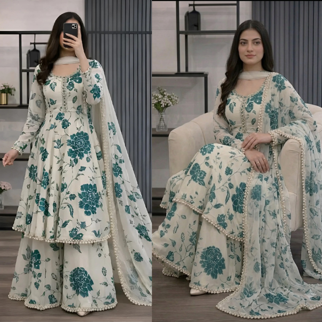 Veezal - 3 piece Lawn frock style Printed suit - VL1472