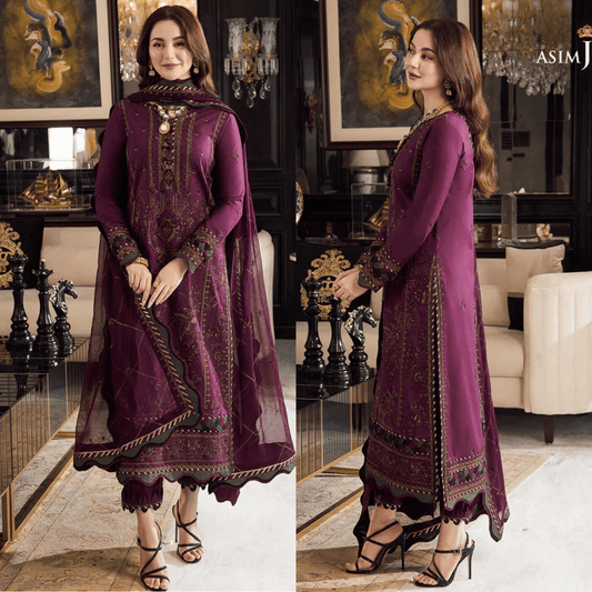 Asim Jofa, unstitched 3 piece lawn sequence embroidered suit - VL1024