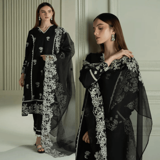 RAVEN MESH- 3PC EMBROIDERED LAWN SUIT - VL1030