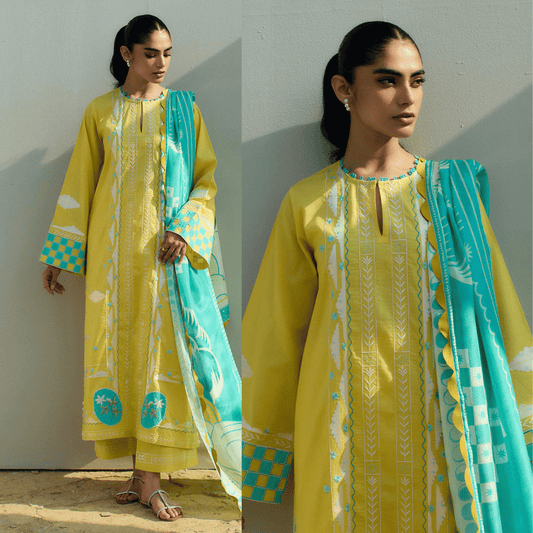 Lawn Unstitched 3 Piece Embroidered Dress - VL1032