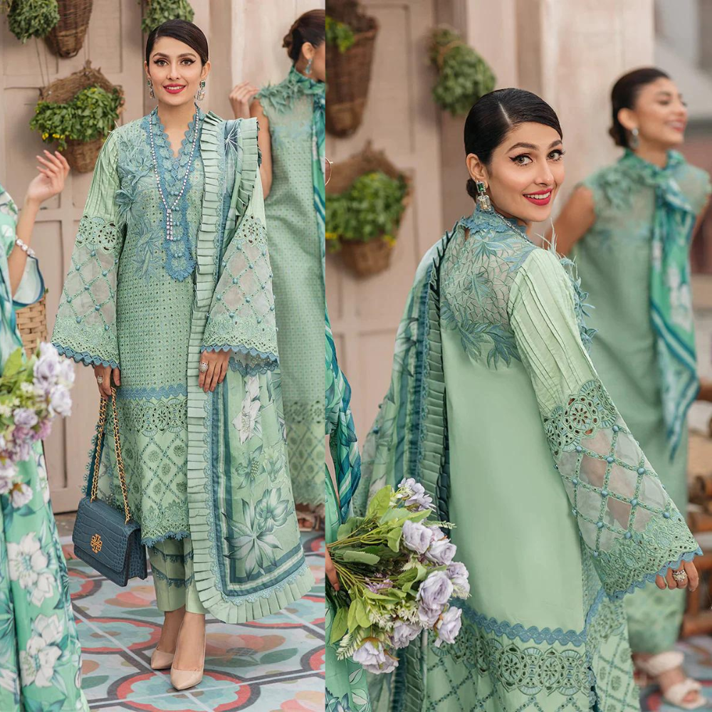 VL431 MUSHQ 3PC EMBROIDERED Lawn SUIT WITH organza DUPATTA