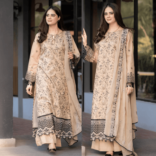 Jade - 3PC Lawn Chickenkari Embroidered Suit - VL1035