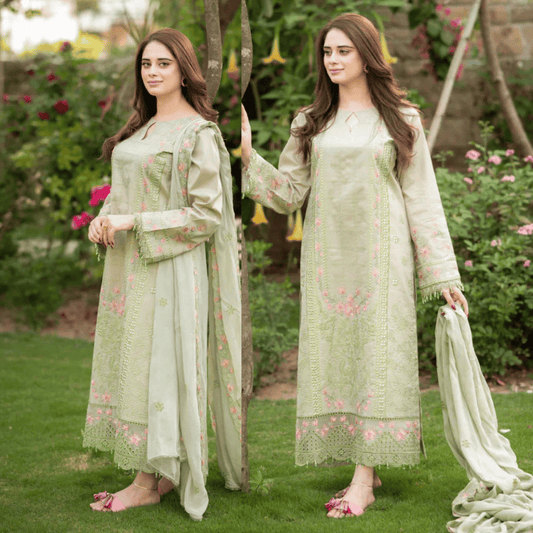 Bareeze 3PC Lawn Embroidered Suit - VL1039