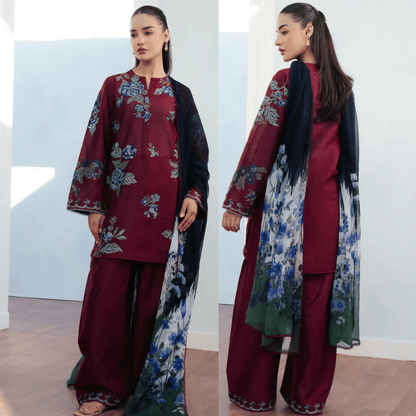 Baroque - 3PC Lawn Embroidered Suit - VL1052