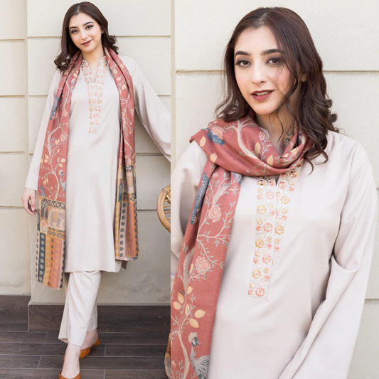 Asling - Winter 3PC Dhanak Embroidered Suit - VL1107