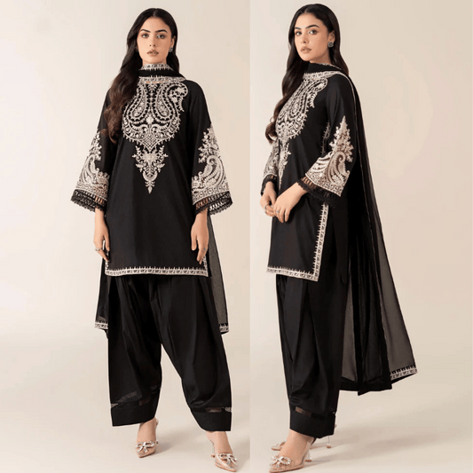 Maria B - Winter 3PC Dhanak Embroidered Suit - VL1110