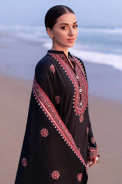 CROSS STITCH-3PC DHANAK EMBROIDERED SHIRT WITH DHANAK EMBROIDERED SHAWL - VL1259