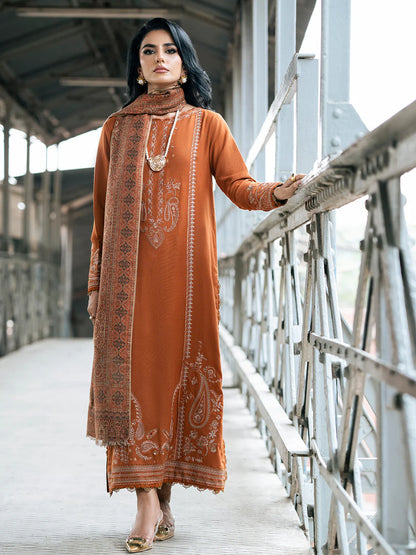 izel - Winter 3PC Dhanak Embroidered Suit - VL1262
