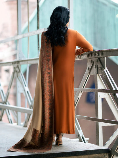 izel - Winter 3PC Dhanak Embroidered Suit - VL1262