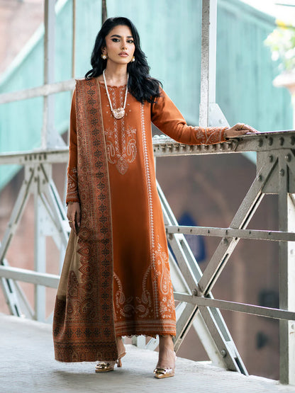 izel - Winter 3PC Dhanak Embroidered Suit - VL1262