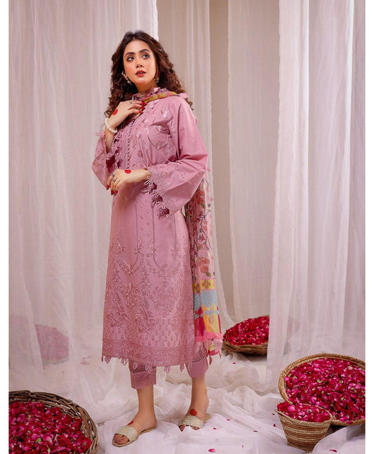 VL724 3PC Dhanak Heavy Embroidered Shirt & Digital Print Wool Shawl