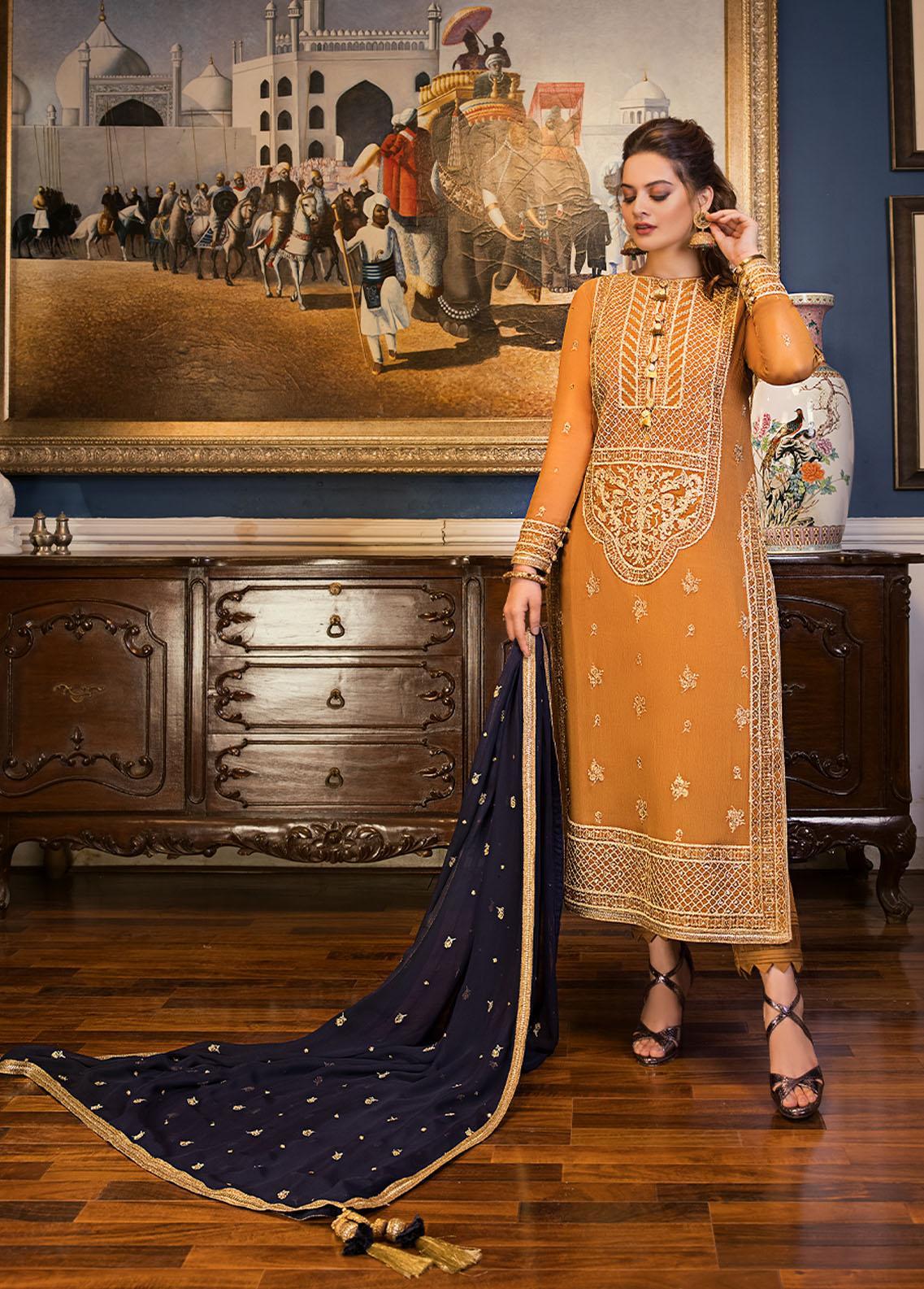 VL819 - 3PC Lawn Heavy Embroidered Shirt & Organza Embroidered Dupatta