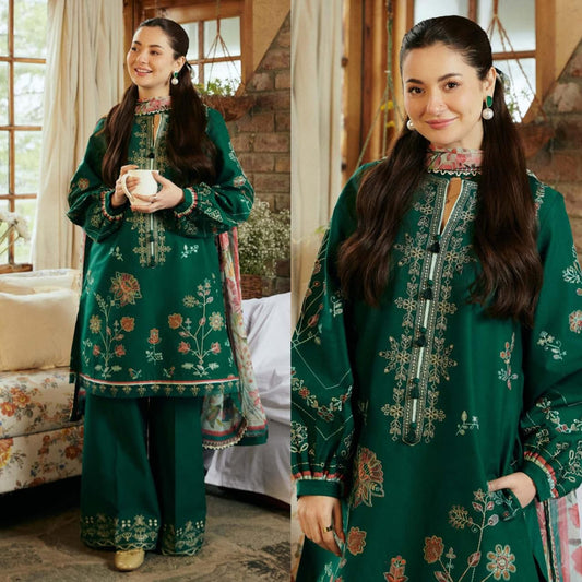 3PC LAWN EMBROIDERED SHIRT WITH MONAR PRINTED DUPATTA VL880