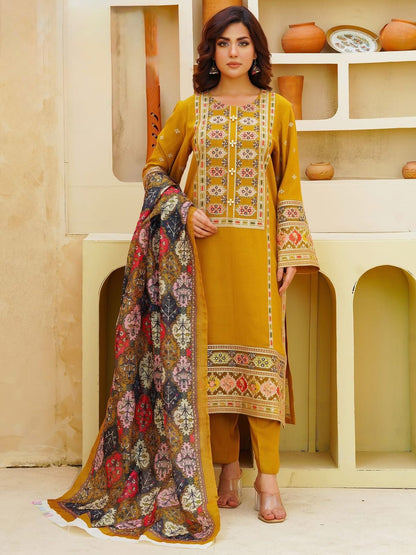 Rehan Rehar 3 Piece Embroidered Dhanak Suit - VL1216