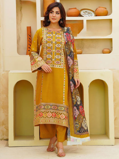 Rehan Rehar 3 Piece Embroidered Dhanak Suit - VL1216