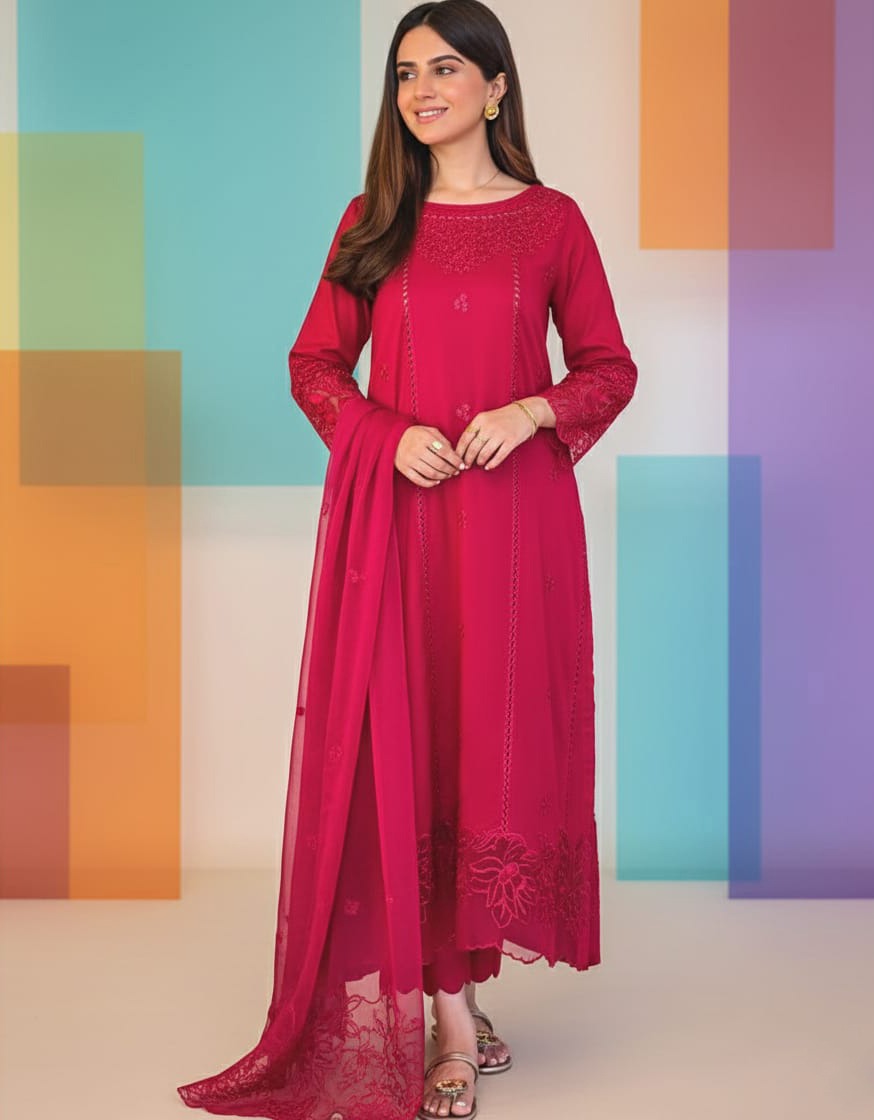 LimeLight - Dhanak 3 Piece Embroidered Dress - VL1243