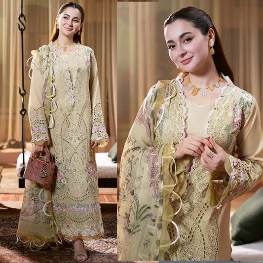 Veezal - Summer 3PC Lawn Chikenkari Embroidered Shirt - VL1339