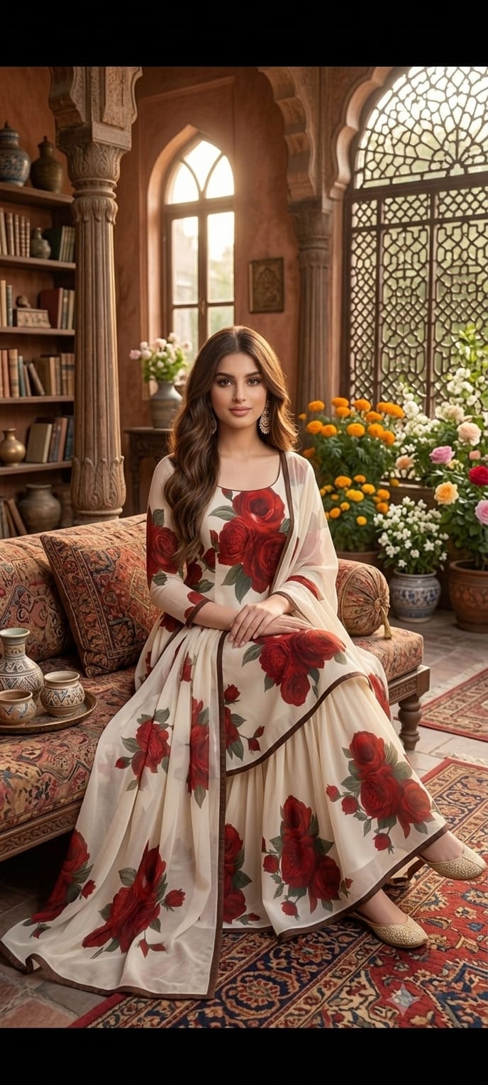 Veezal - 3 piece Lawn silk frock style Printed suit - VL1469