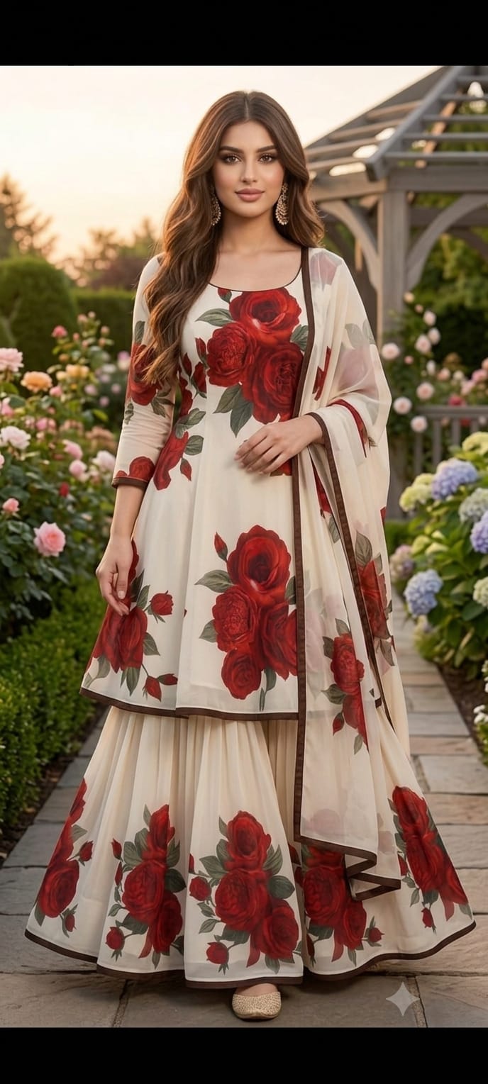 Veezal - 3 piece Lawn silk frock style Printed suit - VL1469