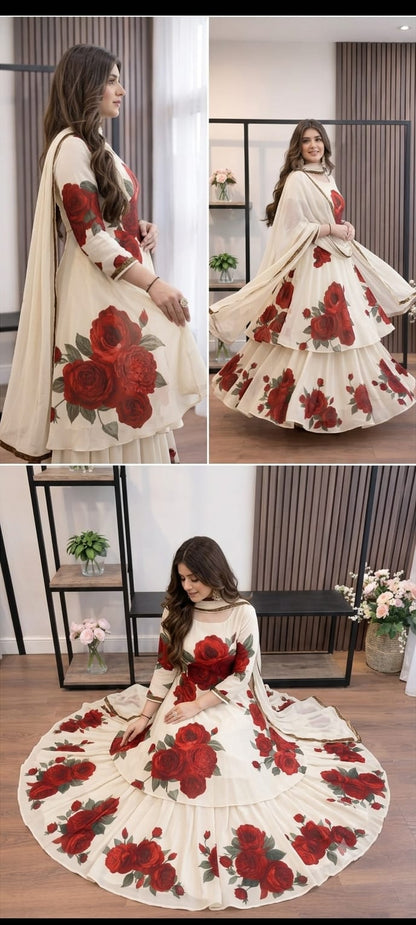 Veezal - 3 piece Lawn silk frock style Printed suit - VL1469