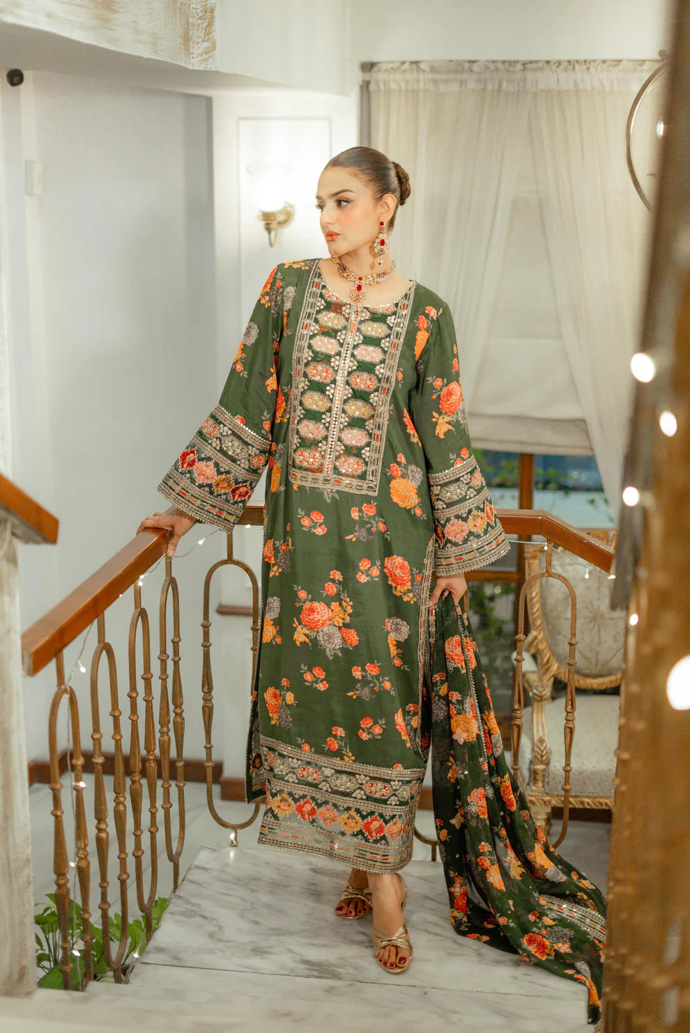 Veezal - Heavy Embroidered Silk 3 Pc Suit - VL1163