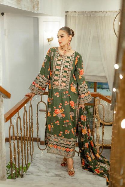 Veezal - Heavy Embroidered Silk 3 Pc Suit - VL1163
