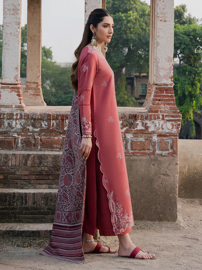 izel - Winter 3PC Dhanak Embroidered Suit - VL1227