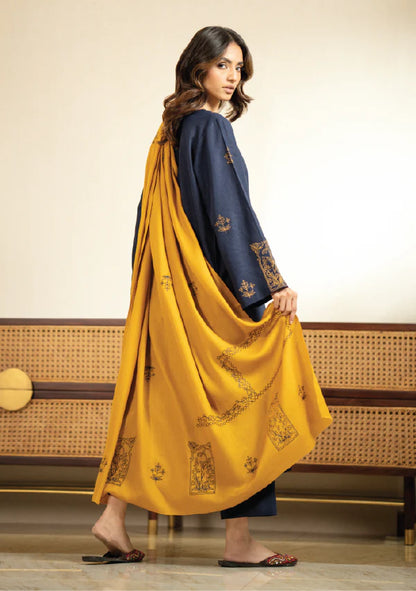 VL854 3PC Dhanak suit with Embroidered Shawl