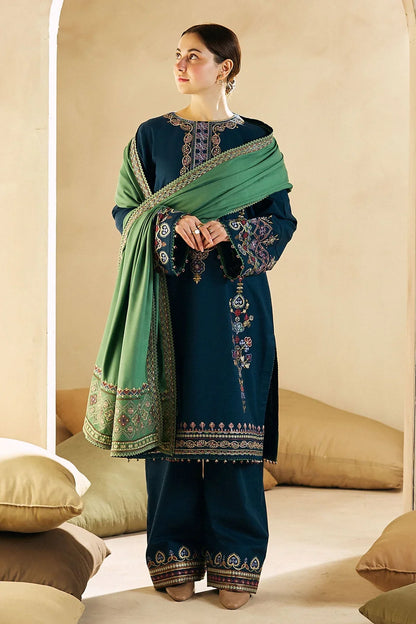 VL669 Embroidered Dhanak Suit with Heavy Embroidered Dhanak Shawl