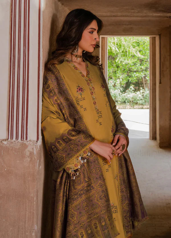 IZEL-3PC DHANAK EMBROIDERED SHIRT WITH COURTRAI WOOL PRINT SHAWL - VL1272