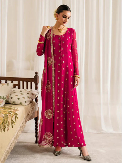 Iznik - Chiffon 3 Piece Sequin Embroidered Dress - VL1186