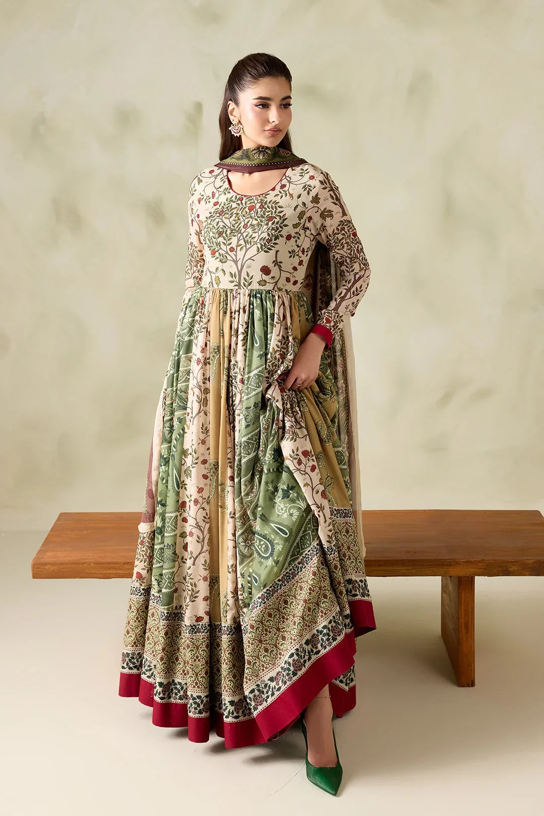 Baroque - Winter 3PC Karandi Digital Print Frock Dress - VL 1657