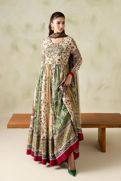 Baroque - Winter 3PC Karandi Digital Print Frock Dress - VL 1657