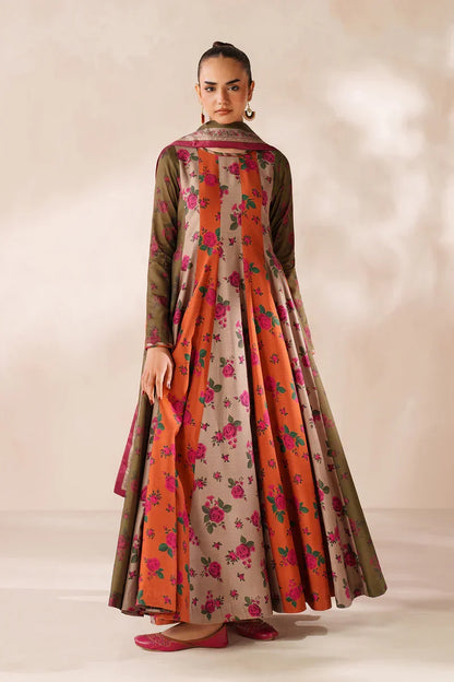 Winter 3PC Frock Style Karandi Digital Print Dress - VL 1628