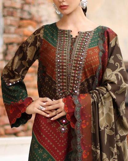 Charizma - Winter 3PC Karandi Digital Print Dress - VL 1637