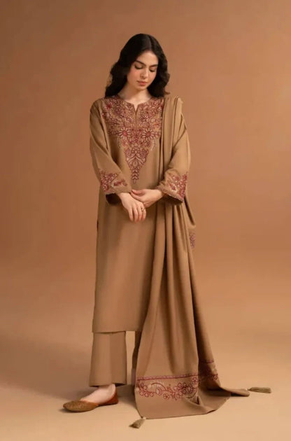 Zellbury - 3PC Dhanak Embroidered Shirt With Dhanak Embroidered Dupatta and Trouser - VL1688